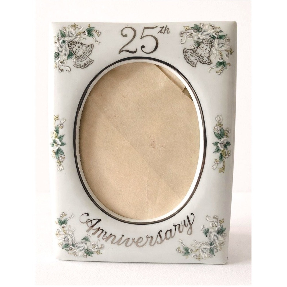 1984 4x4 Lefton 25th Anniversary Porcelain Hand Painted Cottagecore Frame